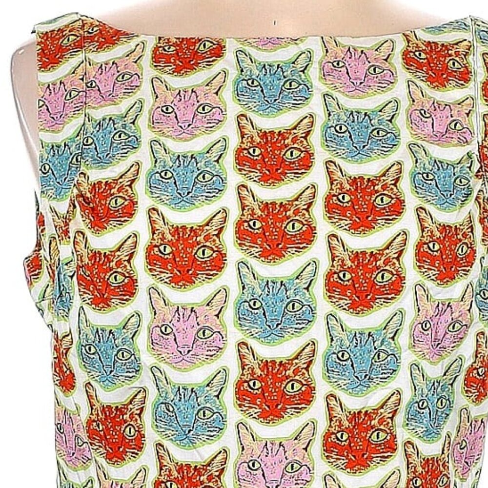 Modcloth Saint Geraldine "The Moment is Meow" Fit Flare Dress Cat Print - Picture 4 of 4